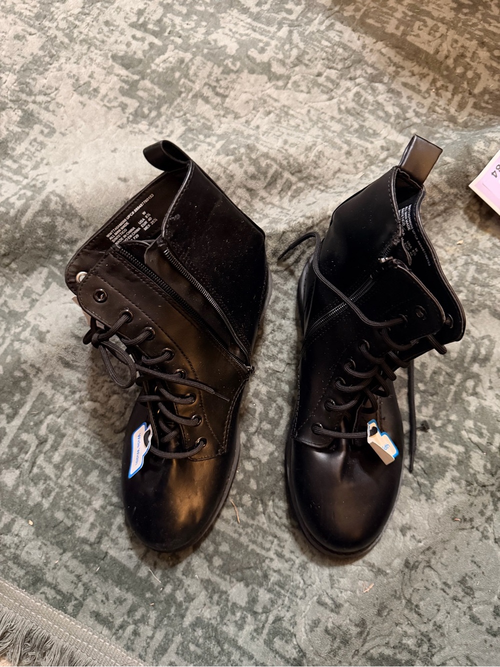 Time and Tru Black Combat Moto Boots